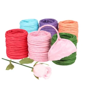13 Yard Raffia Paper Ribbon Roll Twisted Paper Craft Rope Wrapping Ribbon for Handmade Rose Bouquet Sunflower Basket