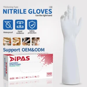 15 Inch Nitrile Disposable Gloves Powder Free Latex Free Silicone Free Grain Texture on Fingers Long Cuff Chemical Resistant