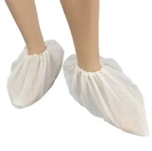 16″ Large Waterproof Medical Disposable Shoe Cover Anti-Slip Cleanroom Cover White SPP Blue CPE Sole PP Shoe Cover Safety