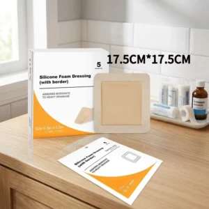 17.5*17.5 Self Adhesive Reduce Maceration Risk High Strength Liquid Absorption Silicone Foam Wound Dressing