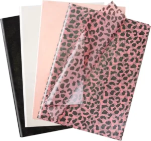 17g Pink Leopard Zebra Animal Pattern Print Tissue Paper Coated Pulp Material for Gift Wrapping Packaged in Cartons