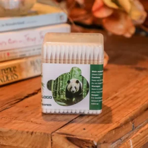 195Pcs Eco friendly Organic Cotton Buds Customized Bamboo Sticks Multi Purpose 7.5cm Cotton Swabs for Home Travel