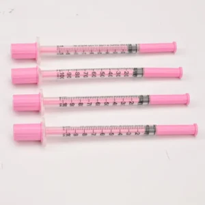 1ml Pink Insulin Syringe 31G X 8mm Color Coded Needle for Diabetic Animal Care
