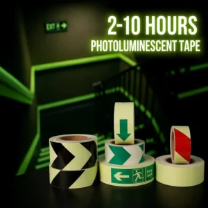 2 4 6 8 10 Hours Chevron Arrow PVC Adhesive Luminous Glowing Warning Tape Photoluminescent Tape for Safety Conspicuity Marking