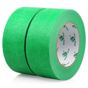 2 Rolls 2 Inch Green Crepe Paper Masking Tape Adhesive Sticker Single Sided Rubber Adhesive Residue Free Waterproof Eco Friendly