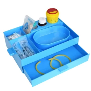 2 Tier ABS Medical Treatment Tray with Kidney Basin for Hospital Clinic Instrument and Supply Storage