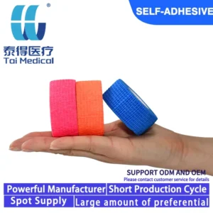 2.5CM*4.5M OEM Professional Sports Recovery Tape Print Cohesive Non Woven Self Adhesive Breathable Bandage
