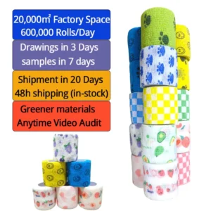 2.5cm*4.5m Custom Elastic Non woven Horse Cohesive Bandage Vet Wrap Equine Veterinary Cohesive Bandage