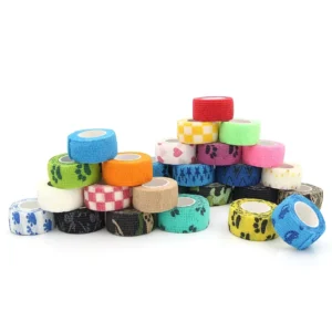 2.5cm*4.5m Custom Printed Color Elastic Adhesive Bandage Wrap Nonwoven Fabric Breathable Cohesive Bandage Finger Tape