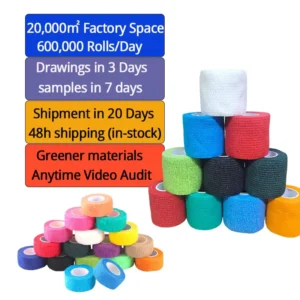 2.5cm*4.5m OEM Custom Logo Body Wrap Self Adhesive Elastic Bandage Hook Crepe Adhesive Medical Mesh Elastic Bandage