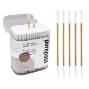 200 Count Organic Baby Cotton Swabs 100% Cotton Paper Stick Safe for Nose and Ear Cleaning Infant Hygiene ODM OEM