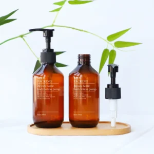 200ML PET Amber Round Shoulder Bottle With 24/410 Dispenser Pump