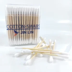 200Pcs Natural Wood Stick Double Round Head Cotton Swabs Square Box Eco Friendly Premium Quality