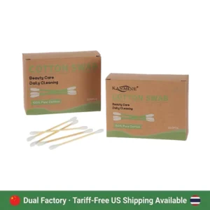 200pcs Cotton Swab Bamboo Stick Cotton Buds With Normal Kraft Paper Box