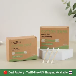 200pcs Cotton Swab Bamboo Stick Cotton Buds With Normal Kraft Paper Box
