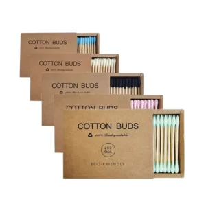200pcs Eco Friendly Biodegradable Q Tips with Double Head Organic Wood Bamboo Cotton Buds Clean Swab Sticks Wooden Cotton Swabs