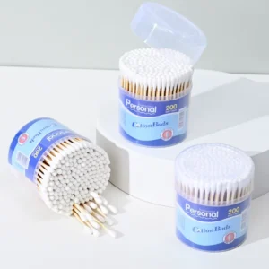 200pcs High Quality Bamboo Cotton Swabs Disposable Double Head Cotton Buds in Clear Baby Ear Care Daily Cleaning
