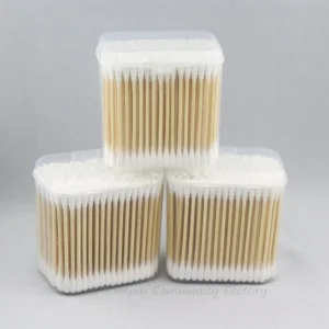 200pcs High Quality Bamboo Cotton Swabs Disposable Double Head Cotton Buds in Clear Baby Ear Care Daily Cleaning
