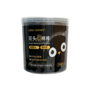200pcs OEM Cotton Swabs for Daily Use Ear Cleaning in Plastic Box Black Cotton Swabs Organic Cotton Buds