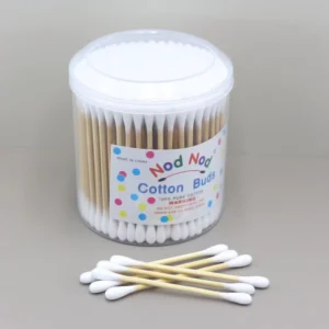 200pcs Premium Organic Cotton Swabs Factory Custom Logo Bamboo Stick Qtips Double Head 75mm Multi-Purpose Ear Cotton Buds