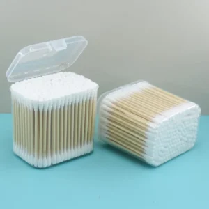 200pcs Premium Organic Cotton Swabs with Spiral & Round Ends Bamboo Sticks for Baby Ear Cleaning Multifunctional Cotton Buds