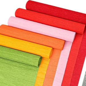 20M Length Bright and Vibrant 10 Colors Environmental Friendly Crepe Paper for Craft Project Supplies with OPP Bag Packing