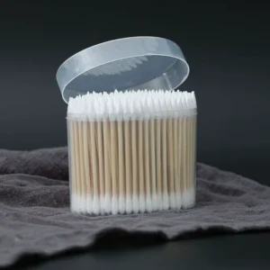 230pcs Disposable Double-Ended Pointed Tip White Cotton Swabs with 7.5cm Bamboo Sticks for Ear Care Multi-Purpose Use