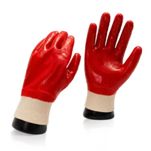 26cm Red Smooth PVC Gloves Bulk Price Quick-Dry Polyester Lining Agile Safety Work Gloves for Global Trade