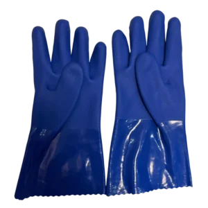 27cm Cotton PVC Safety Gloves with Waterproof Oil Resistant Non Slip Grip for Processing Industrial Cleaning Automotive Work