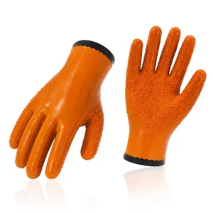 27cm Orange PVC Gloves Reusable Granulated Finish Durable Safety Work Gloves for Maintenance