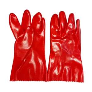 27cm Red Smooth PVC Gloves Polyester Liner Safety Work Gloves for Global Sourcing and Trade