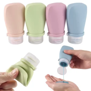 2oz 60ml Refillable Silicone Gel Empty Travel Shampoo Container Bottle Silicone Squeezable Travel Toiletries Bottles
