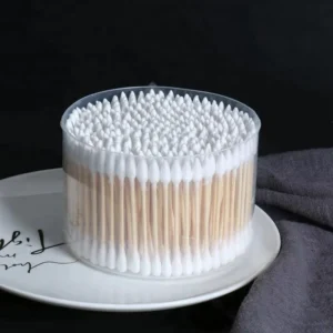 300pcs Big Size Double End Bamboo Stick Cotton Swabs 7.3cm Extra Absorbent Disposable White Natural Cotton Bud