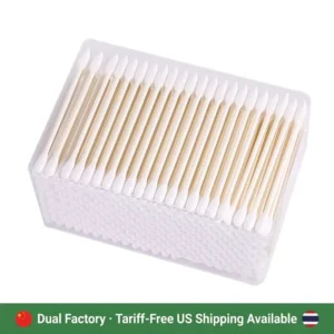 300pcs Cotton Bud Paper Stick Cotton Swab with Square Box