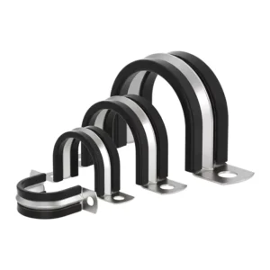 304 Stainless Steel U Bolt Clamp with Integrated Rubber Strip Saddle U Type Pipe Cable Hose Clamp Anti Vibration