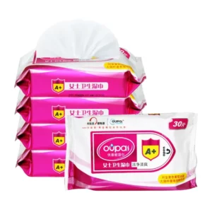 30pcs Herbal Odor Removal Antibacterial Sanitizing Portable Travel Size Disposable OEM Private Label Feminine Wipes