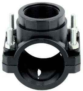 32mm PP Clamp Saddle ISO9001 HDPE Plastic Compression Fitting Double Female Bsp Thread Water Supply Polished