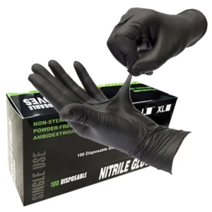 3mil Black Nitrile Disposable Safety Gloves Powder Free Silicone Free Size S 100 Pack for Tattoo Beauty Salon Manicure Nail Art