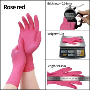 3mil Textured Fingertip Hospital Nurse Waterproof Rose Red Disposable Nitrile Examination Gloves Medical Powder Free Dental