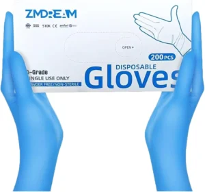 4 Mil Clear Blue Nitrile Disposable Gloves Latex Free & Powder Free Diamond Texture