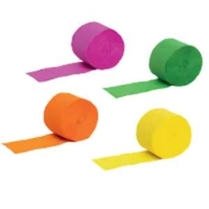 4 Pcs Orange Green Yellow Fuchsia Paper Streamers Packing Crepe Paper Rolls for Birthday Baby Shower Bridal Shower