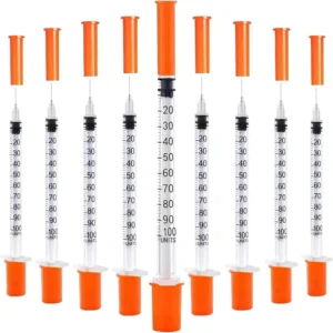 40 PACK U-100 Disposable Syringes 1ml/cc 30G 5/16″ (8mm) Individually Wrapped for Precision Hygiene Safe Use Made in China