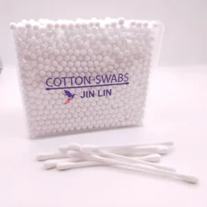 400Pcs Plastic Stick Cotton Swabs Double Round Tips Plastic Split Lid Square Box Hygienic Dust Proof for Daily Use