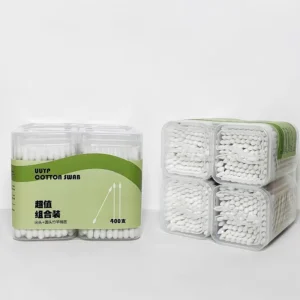 400pcs Double Head Bamboo Cotton Buds Biodegradable Q Tip White Swab Earbuds Cleaning Sticks