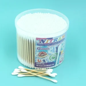 400pcs Eco-Friendly Bamboo Cotton Swabs Double Tips Biodegradable Ear Cleaning Makeup Removal Custom Logo