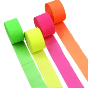 420feet Blacklight UV Reactive Fluorescent Glow Crepe Paper Streamers 4 Rolls Solid Color Classic Style Party Decorations for