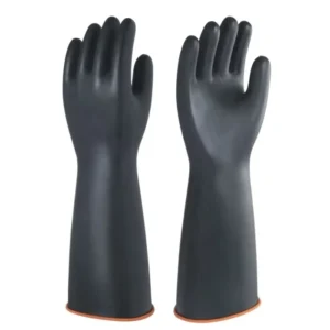 45cm Long Cuff Smooth Palm Durable Heavy Duty Waterproof Chemical Resistant Industrial PPE Safety Work Black Latex Rubber Gloves