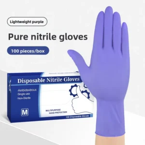 4mil Powder Free Plain Fingertips Disposable Nitrile Gloves Non Sterile Work Gloves Food Service Industrial Safety Pet