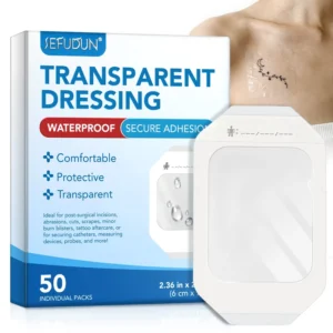 50 Pack 2.36″x2.75″ Waterproof Bandages Transparent Film Dressing for Wound Care Tattoo Aftercare and Swimming