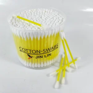 500pcs Disposable Double Round Head Yellow Plastic Cotton Swabs Comfortable Daily Cleaning for Cup Easy Daily Use